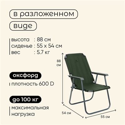 Кресло складное, 55 х 54 х 88 см, до 120 кг, цвет зелёный