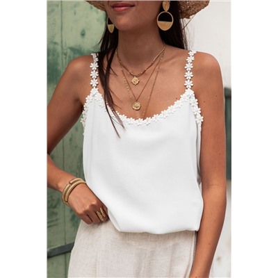 White Daisy Flower Straps Tank Top