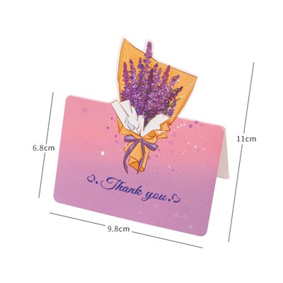 Мини-открытка складная с букетом цветов, 10*11*7 см.