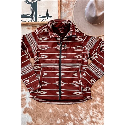 Red Dahlia Western Aztec Print Zipped Jacket