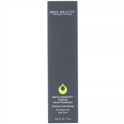 Juice Beauty, Phyto-Pigments, Flawless Serum Foundation, 20 Golden Tan, 1 fl oz (30 ml)