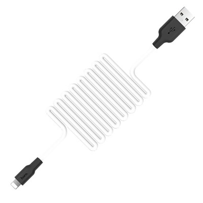 Кабель USB - Apple lightning Hoco X21 Plus (silicone)  100см 2,4A  (white/black)