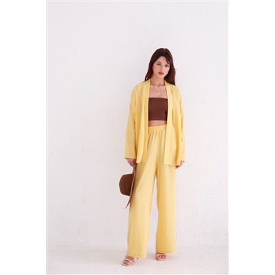 9444 Костюм из кимоно и брюк-палаццо жёлтый