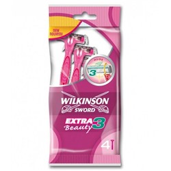 Станок для бритья одноразовый Schick (Wilkinson Sword) EXTRA-3 Beauty (4шт.) для женщин