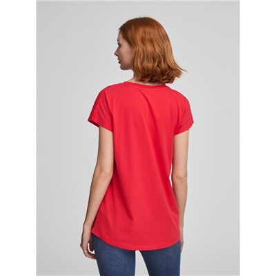 Однотонная футболка свободного кроя Красный