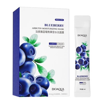 Увлажняющая ночная маска-желе с черникой BIOAQUA Blueberry Arbutin Moisturizing Mask, 1 стик 4 мл.