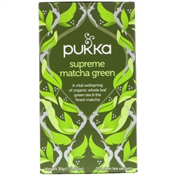 Pukka Herbs, Supreme Matcha Green, 20 Green Tea Sachets - 1.05 oz (30 g) Each