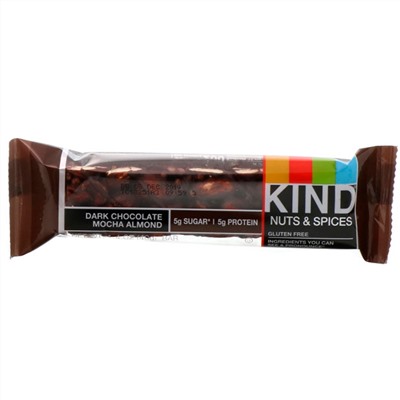 KIND Bars, Nuts & Spices, с темным шоколадом, мокко и миндалем, 12 батончиков, 40 г (1,4 унции) каждый