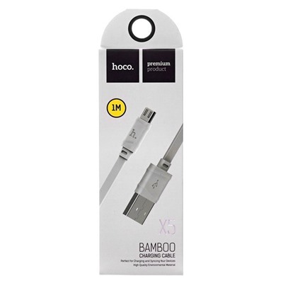 Кабель USB - micro USB Hoco X5 Bamboo  100см 2,4A  (white)