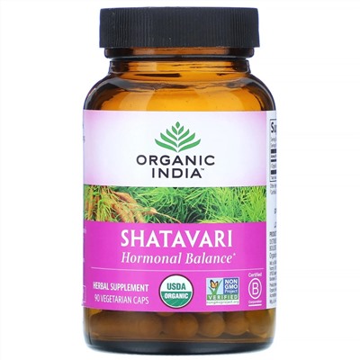 Organic India, шатавари, 90 вегетарианских капсул