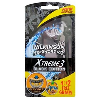Станок для бритья одноразовый Schick (Wilkinson Sword) Xtreme-3 Black Edition (4+2шт.)