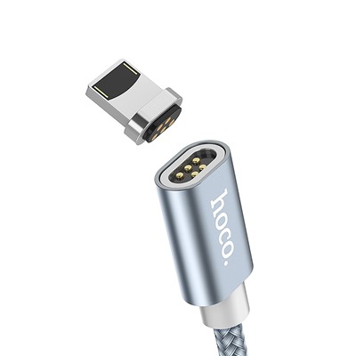 Кабель USB - Apple lightning Hoco U40A магнитный  100см 2A  (metal grey)