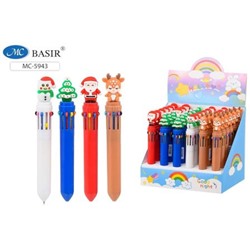 Ручка шариковая автоматическая 10-ти цветная "НОВОГОДНИЕ" МС-5943 Basir
