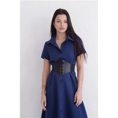 11690 Платье-рубашка удлинённое тёмно-синее