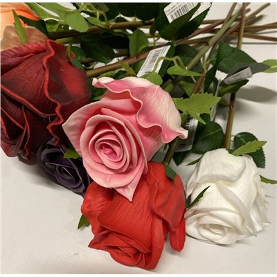 Роза силиконовая ароматизированная 55см, цвет красный