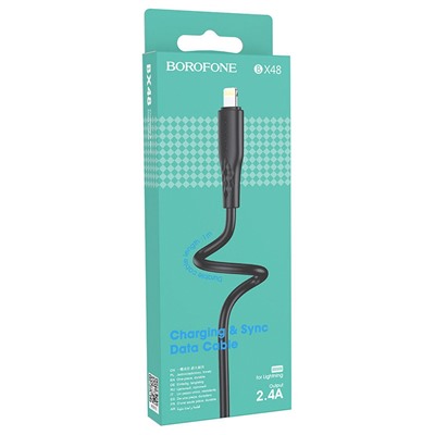 Кабель USB - Apple lightning Borofone BX48 (повр. уп.)  100см 2,4A  (black)