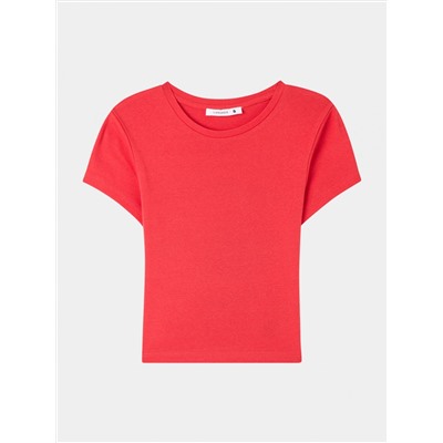 Однотонная укороченная футболка Красный