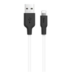 Кабель USB - Apple lightning Hoco X21 Plus (silicone)  100см 2,4A  (white/black)