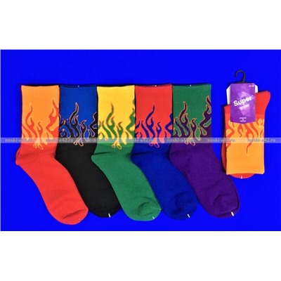 ЦЕНА ЗА 3 ПАРЫ: SUPER цветные носки С ПРИНТОМ универсальные