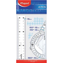 Набор геометрический 4 пр. START (линейка 15 см, транспортир, 2 треугольника) 242815 Maped