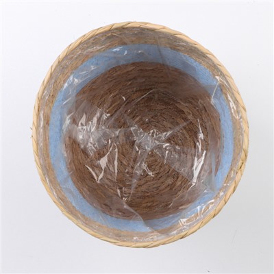 Кашпо плетеное "Намибия", 25,5х25,5х23 см, натуральный, голубой