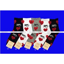 ЦЕНА ЗА 5 ПАР: МИНИBS носки женские дезодорирующие "СЕРДЕЧКИ" арт. W18-3