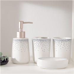 Набор аксессуаров для ванной комнаты «Брызги», 4 предмета (дозатор 300 мл, мыльница, 2 стакана), цвет белый