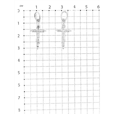 Крест из серебра родированный - 2,9 см