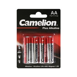 Батарейка алкалиновая Camelion Plus, АА,  LR6-4BL4, блистер, 4шт.