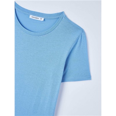 Простая футболка с круглым вырезом горловины Персидская синь