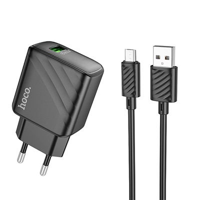 Адаптер Сетевой с кабелем Hoco CS21A Rich QC3.0 (повр. уп.) USB 18W (USB/Micro USB) (black)