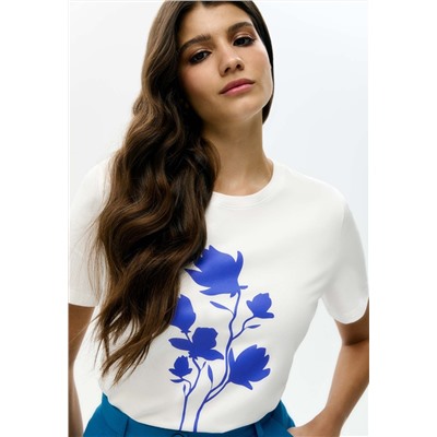 Женская футболка «Цветы», принт «Магнолия»