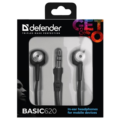 Проводные наушники внутриканальные Defender Basic-620 Jack 3,5  (black)