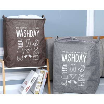 Корзина для вещей на завязках "Washday" коричневая