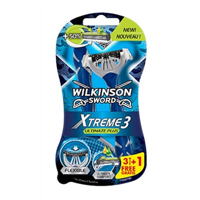 Станок для бритья одноразовый Schick (Wilkinson Sword) Xtreme-3 Ultimate Plus/Comfort (4шт.)