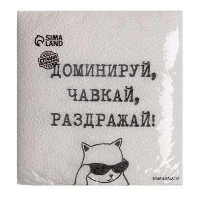 Салфетки бумажные однослойные "Доминируй,чавкай,раздражай", 24х24 см, набор 20 шт.