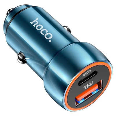 Адаптер Автомобильный Hoco Z46A Blue whale PD20W+QC3.0 (sapphire blue)