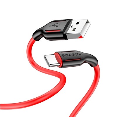 Кабель USB - Type-C Borofone BX63  100см 3A  (black/red)