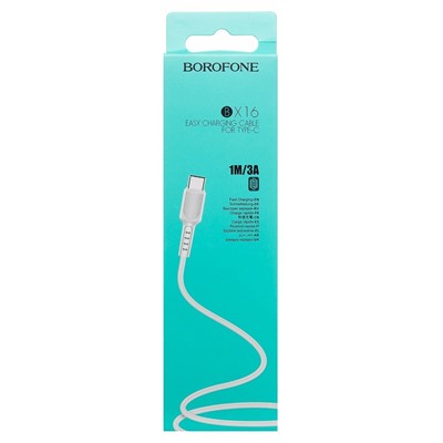 Кабель USB - Type-C Borofone BX16 Easy  100см 3A  (white)