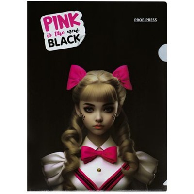 Папка-уголок (плотная)  А4 "PINK&BLACK" ПК-2850 Проф-Пресс