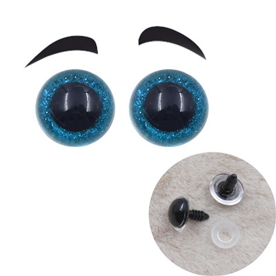 Глазки для игрушек с искоркой 18мм с заглушками 10шт синий