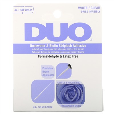 DUO, Rosewater & Biotin Striplash Adhesive, White/Clear, 0.18 oz (5 g)