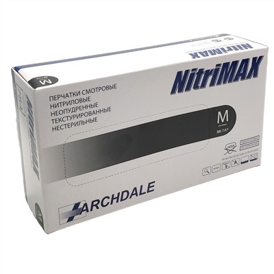 NitriMax Перчатки нитриловые неопудренные смотровые 784M, 100 шт., черный