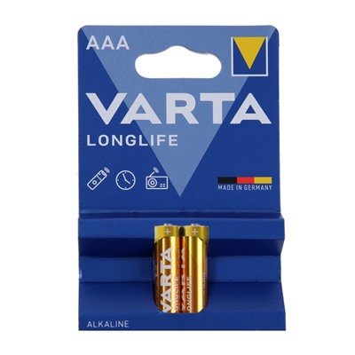 Батарейка алкалиновая Varta LongLife, AAA, LR03-2BL, 1.5В, блистер, 2 шт.