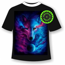 Подростковая футболка Волк в тумане
