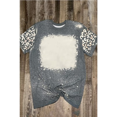 Gray Bleached Leopard Short Sleeve T-shirt