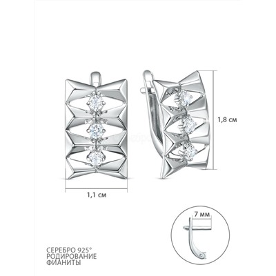 Серьги из серебра с фианитами родированные 925 пробы 3101028498