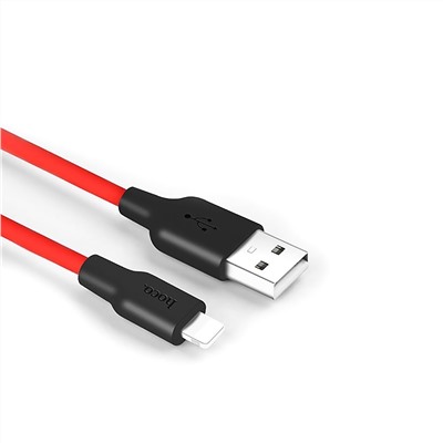 Кабель USB - Apple lightning Hoco X21 Silicone  100см 2A  (black/red)