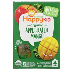 Happy Family Organics, Happy Kid, Organic Apple, Kale & Mango, 4 Pouches, 3.17 oz (90 g) Each