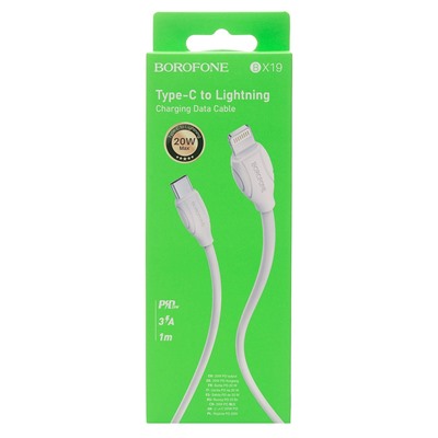 Кабель Type-C - Apple lightning Borofone BX19  100см 3A  (white)